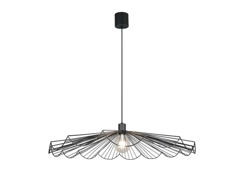 Große LED Pendelleuchte mit gefächertem Metall Gitterschirm Ø 80cm