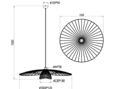 Große LED Pendelleuchte mit Gitter Lampenschirm Schwarz Gold, Ø 100cm
