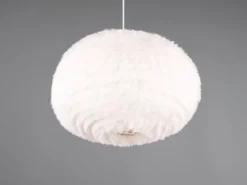 Große LED Pendelleuchte mit Kugel Lampenschirm aus Plüsch, Ø 50cm