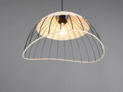 Große LED Pendelleuchte mit Lampenschirm aus Rattan & Draht, Ø 48cm