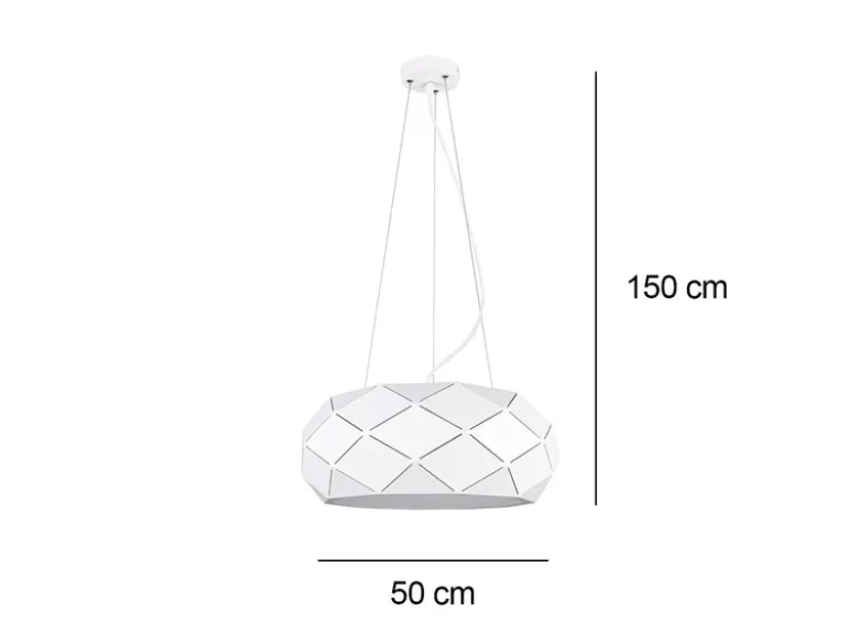 Große LED Pendelleuchte mit Lasercut Muster Weiß matt, Ø 50cm