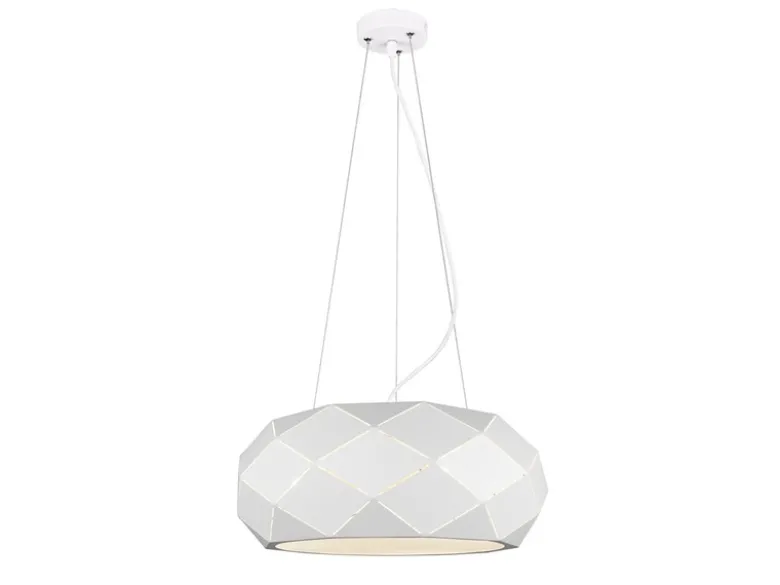 Große LED Pendelleuchte mit Lasercut Muster Weiß matt, Ø 50cm