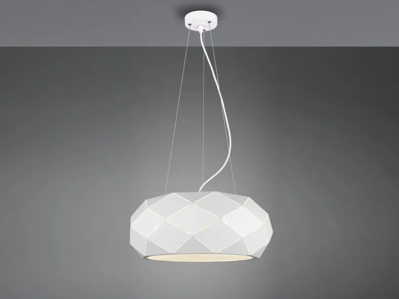 Große LED Pendelleuchte mit Lasercut Muster Weiß matt, Ø 50cm
