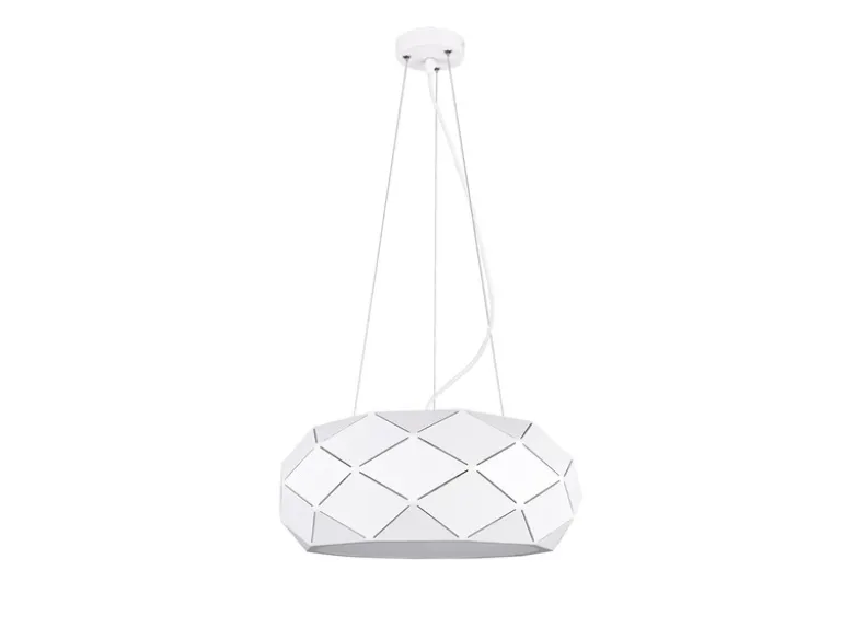 Große LED Pendelleuchte mit Lasercut Muster Weiß matt, Ø 50cm