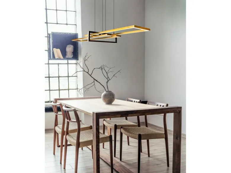 Große LED Pendelleuchte SALINAS lang mit Switch Dimmer Weiß, Breite 110cm