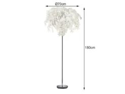 Große LED Stehleuchte mit Blätter Lampenschirm Weiß, Höhe 180cm