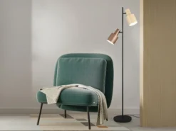 Große LED Stehleuchte mit 2 schwenkbaren farbigen Spots, Höhe 161cm