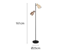 Große LED Stehleuchte mit 2 schwenkbaren farbigen Spots, Höhe 161cm