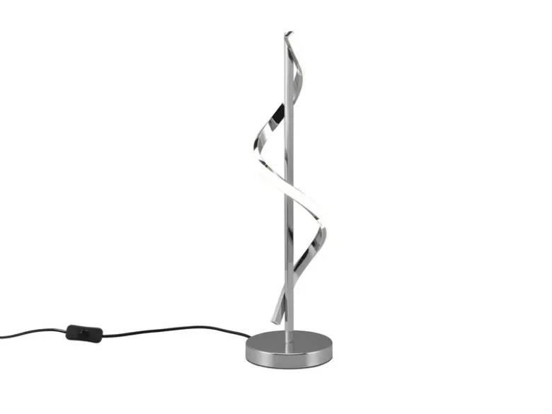 Große LED Tischleuchte ISABEL Spirale in Chrom, Höhe 56cm