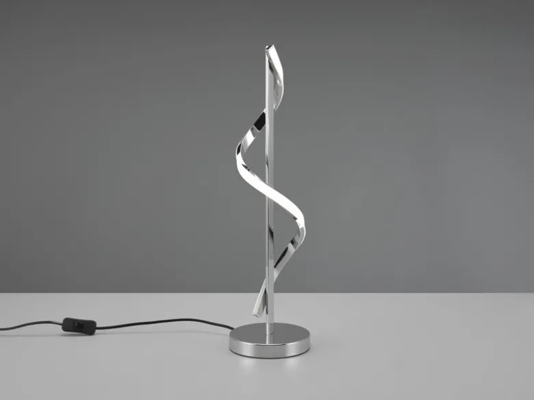 Große LED Tischleuchte ISABEL Spirale in Chrom, Höhe 56cm