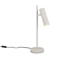 Große LED Tischleuchte Metall Hellgrau mit schwenkbarem Spot, Höhe 50cm