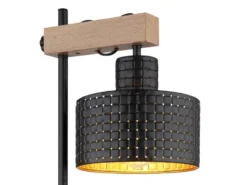 Große LED Tischleuchte Metall mit Stanzmuster Schwarz Gold, Höhe 55cm