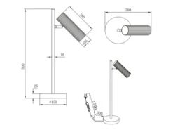 Große LED Tischleuchte Metall Weiß mit schwenkbarem Spot, Höhe 50cm