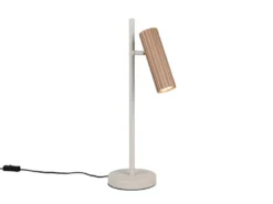 Große LED Tischleuchte Metall Grau mit schwenkbarem Spot Coffeefarbig, Höhe 50cm