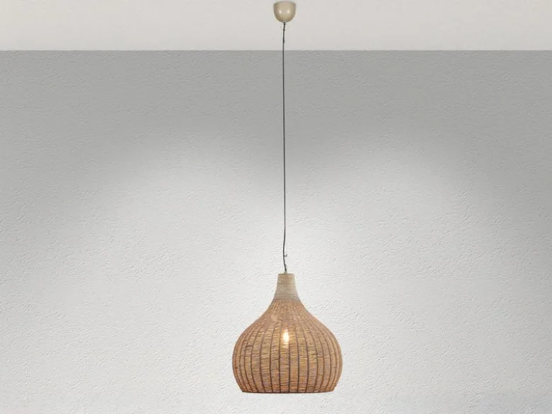 Große Pendelleuchte JANNE 1-flammig mit Lampenschirm aus Jute, Ø 54cm
