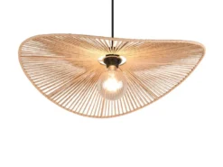 Große Pendelleuchte LAURINE geflochten aus Papiergarn Lampenschirm, Ø 58cm
