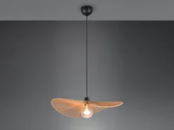Große Pendelleuchte LAURINE geflochten aus Papiergarn Lampenschirm, Ø 58cm