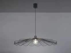 Große Pendelleuchte MARGARITA mit gefächertem Metall Gitterschirm Ø 80cm