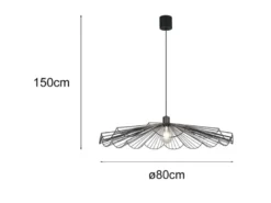 Große Pendelleuchte MARGARITA mit gefächertem Metall Gitterschirm Ø 80cm