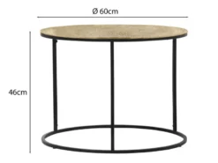 Großer Beistelltisch PATTY rund Metall in Schwarz Gold, Höhe 46cm