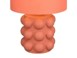 Große Retro LED Tischlampe mit Keramikfuß & Stoffschirm Orange, Höhe 47cm
