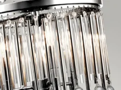 Großer Kronleuchter PIPER mit filigranem Kristall Glas, Chrom, bis 3,75m lang