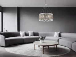 Großer LED Kronleuchter 6-flammig mit filigranem Kristall Glas Chrom, Ø 61,6cm