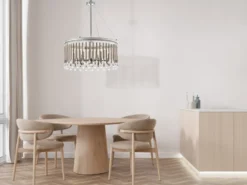 Großer LED Kronleuchter 6-flammig mit filigranem Kristall Glas Chrom, Ø 61,6cm