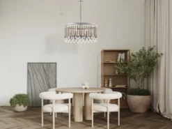 Großer LED Kronleuchter 6-flammig mit filigranem Kristall Glas Chrom, Ø 61,6cm