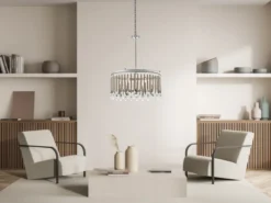 Großer LED Kronleuchter 6-flammig mit filigranem Kristall Glas Chrom, Ø 61,6cm