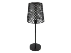 Große Solar Tischleuchte, Metall schwarz mit Musterstanzungen Höhe 50cm