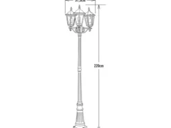 Große Straßenlaterne Aluminium Weiß, E27 Gartenlaterne 3-flammig, Höhe 220cm