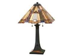 Große Tiffany Tischlampe Lampenschirm Bunt mit E27 LED, Höhe 63,5cm
