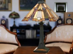 Große Tiffany Tischlampe Lampenschirm Bunt mit E27 LED, Höhe 63,5cm