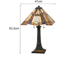 Große Tiffany Tischlampe Lampenschirm Bunt mit E27 LED, Höhe 63,5cm