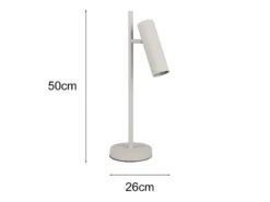 Große Tischlampe SOKA Metall Hellgrau mit schwenkbarem Spot, Höhe 50cm