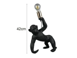 Große Tischleuchte BOBO ausgefallene Affenlampe Schwarz, Höhe 42cm