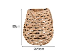 Große Tischleuchte JEAN mit Lampenschirm aus Wasserhyazinthe, Höhe 55cm
