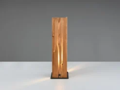 Große Tischleuchte KARUNI mit Naturholz, Höhe 40cm