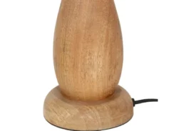 Große Tischleuchte TOBA aus Naturholz mit Lampenschirm aus Jute, Höhe 54cm