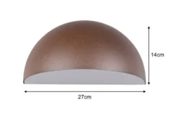 Halbrunde LED Downlight Außenwandleuchte Rostbraun, Breite 27cm