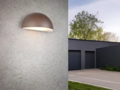 Halbrunde LED Downlight Außenwandleuchte Rostbraun, Breite 27cm