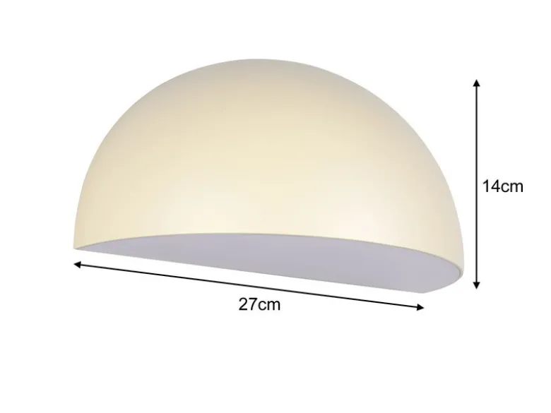 Halbrunde LED Downlight Außenwandleuchte Beige, Breite 27cm