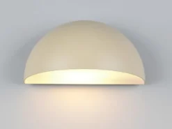 Halbrunde LED Downlight Außenwandleuchte Beige, Breite 27cm