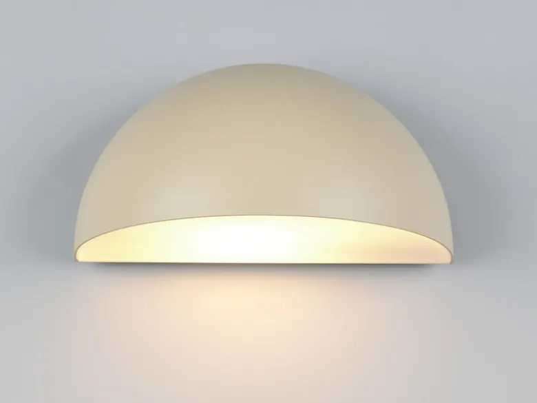 Halbrunde LED Downlight Außenwandleuchte Beige, Breite 27cm