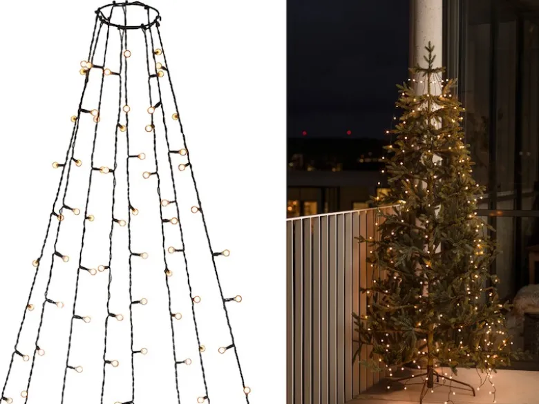 Hängende LED Christbaum Lichterkette 400 bernsteinfarbene LED´s - "Baummantel"