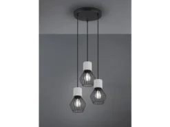 Industrial LED Hängelampe, 3 Drahtkörbe Schwarz & Betonoptik, Ø 25cm