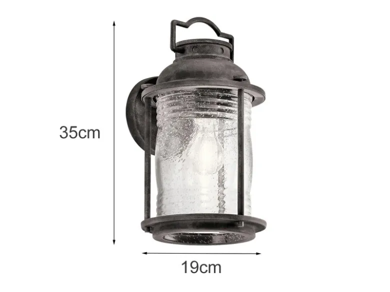 Industrial Wandlaterne ASHLAND BAY für Innen & Außen, Anthrazit Höhe 35cm