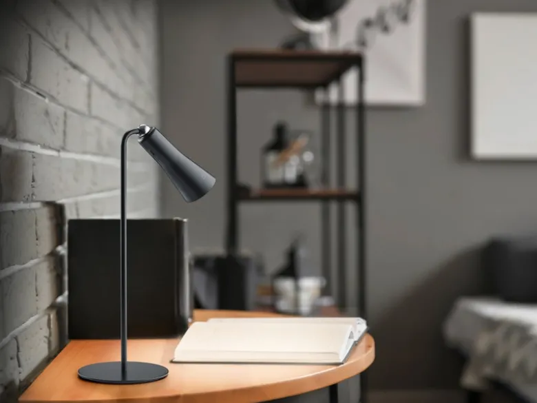 3 in 1 LED Akku Tischleuchte MAXI mit Klemm- & Klebestation, Schwarz H: 36cm