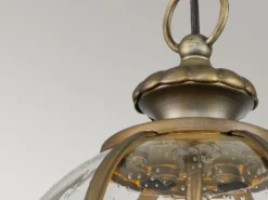 Jugendstil Pendelleuchte HALLERON für Innen & Außen, Bronze Ø30,5cm